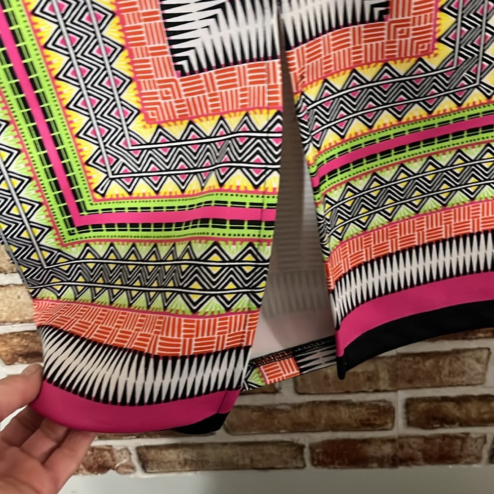 Bisou Bisou Tribal Print Pencil Skirt - Pink Black Green Yellow - Picture 4 of 4